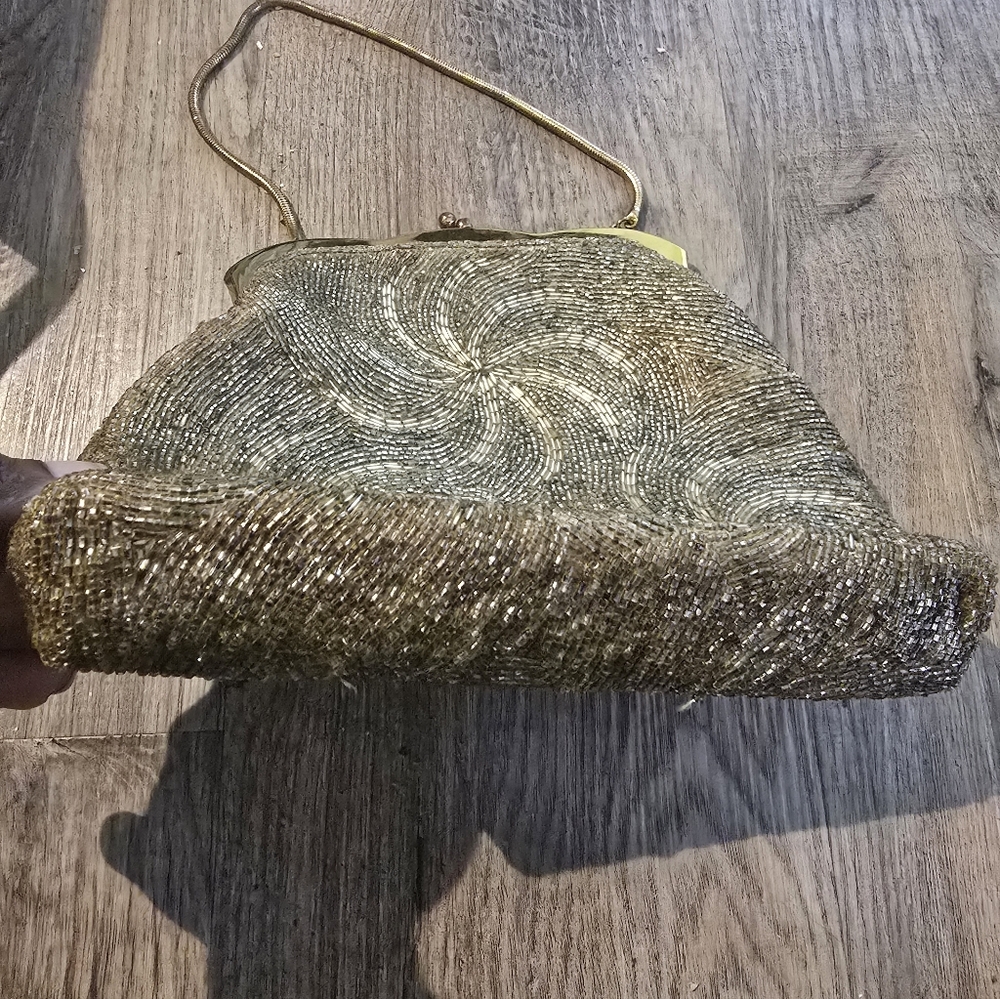 Mid-Century Vintage Gold Beaded Evening Bag - Picture 5 of 6